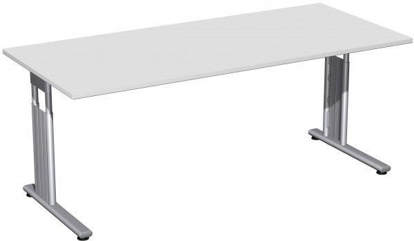 Schreibtisch höhenverstellbar, 1800x800x680-820, Lichtgrau/Silber