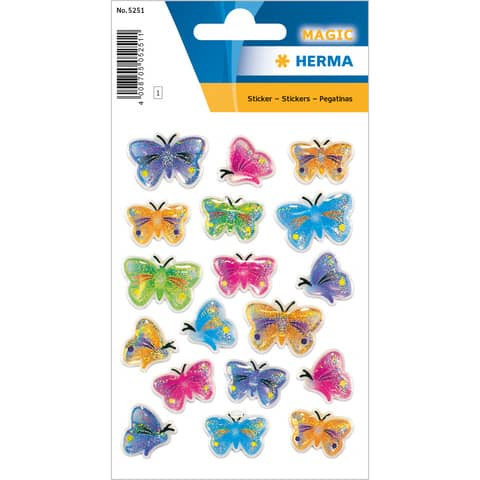 Schmucketikett Schmetterlinge 18 Stück HERMA 5251 Magic Stonesticker