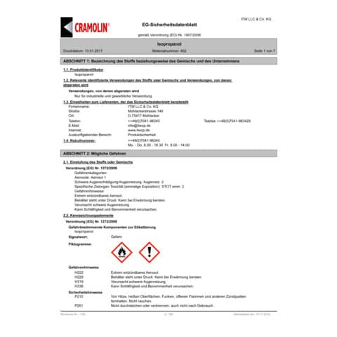 Universalreiniger Isopropanol 200ml CRAMOLIN 4021411