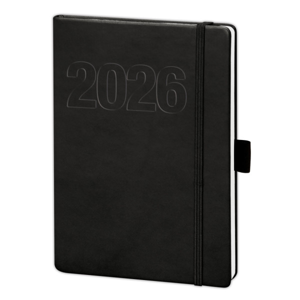 Buchkalender V-Book A5, 1W/2S, Kunstleder, schwarz BSB 02-146