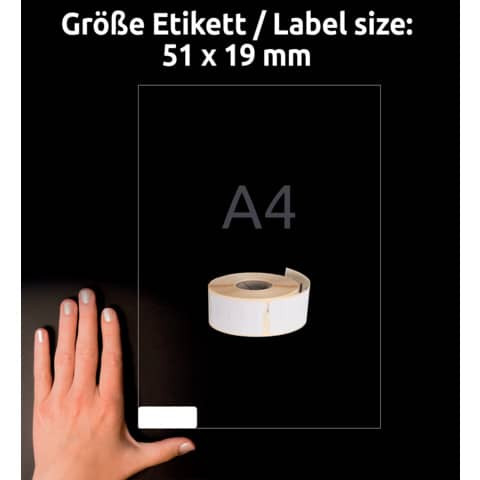 Rollenetiketten 19x51mm weiß ZWECKFORM AS0722550 ablösbar
