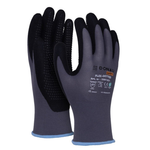Arbeitshandschuh Professional, Größe 9=L, Noppen, Kategorie II, grau/schwarz DONAU