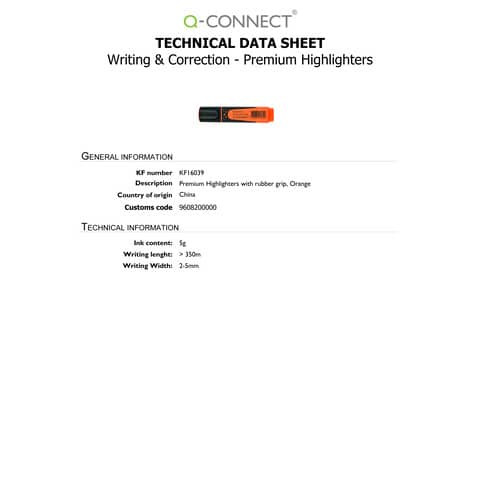 Textmarker Premium 2-5mm orange Q-CONNECT KF16039