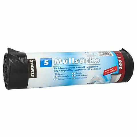 Müllsäcke, LDPE 240 l 5St. STARPAK 12126 125x100cm