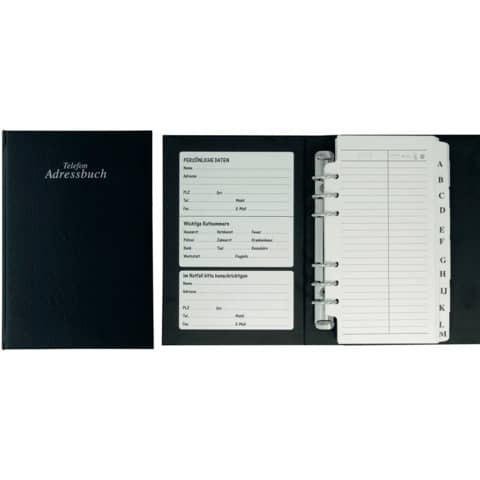 Adress-Telefonbuch A-Z schwarz STYLEX 46625 18x22cm ca. A5