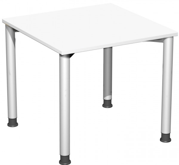 Schreibtisch höhenverstellbar, 800x800x680-800, Weiß/Silber