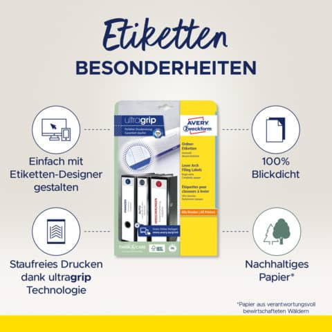 Ordneretikett 38x297mm weiß ZWECKFORM L4758-25 125ST