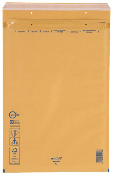 Luftpolstertaschen Nr. 9, 300x445 mm, goldgelb/braun, 50 Stück