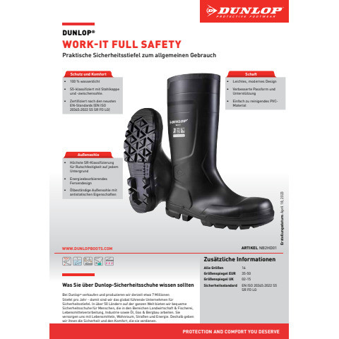 Sicherheitsstiefel Work-it Full Safety DUNLOP 74210-45 2244602 Gr.45