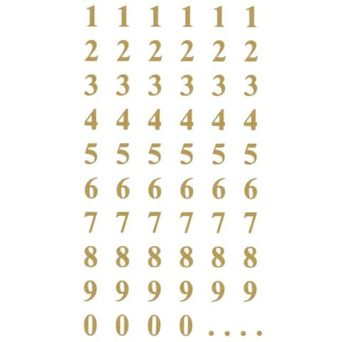 Zahlenetikett 0-9 gold 120 Stück ZWECKFORM 3728 7,5 mm Druckschrift