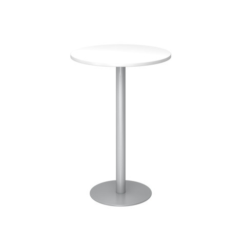 Stehtisch rund weiß/silber feste Höhe HAMMERBACHER VSTH08/W/S 80cm