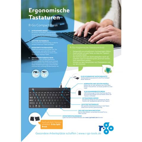 R-Go Compact Break Tastatur R-GO TOOLS RGOCODEWDBL QWERTZ (DE)
