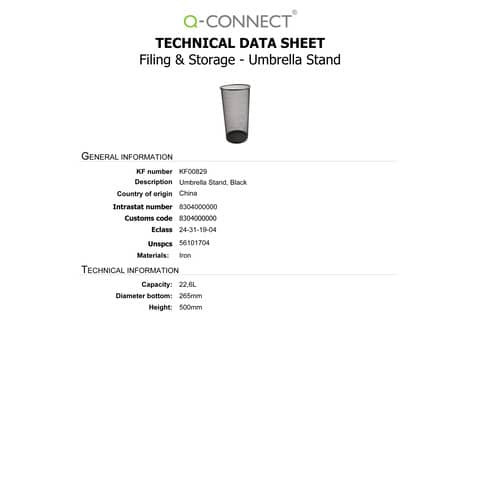 Schirmständer Metall schwarz Q-CONNECT KF00829 22,6L Rund