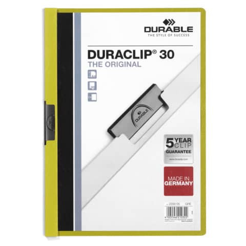 Klemmmappe Duraclip A4 grün DURABLE 2200 05 30BL