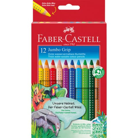 Farbstiftetui Jumbo Grip 12ST FABER CASTELL 110912 lang