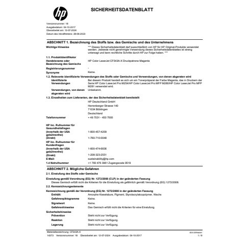 Lasertoner Nr.203X magenta HP CF543X