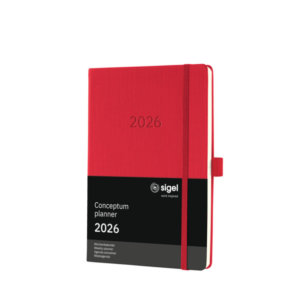 Buchkalender A5 2026 rot SIGEL C2664 Conceptum Hardcover Woche