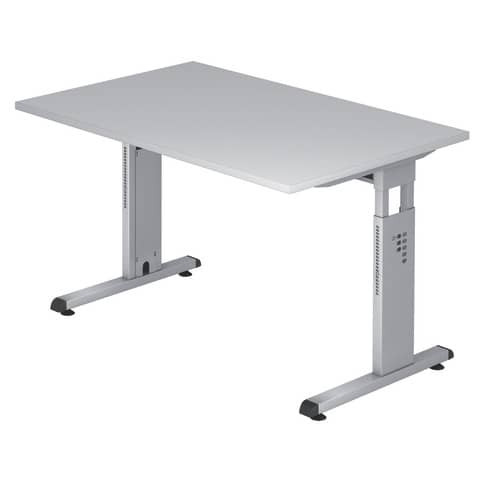 Schreibtisch C-Fuß - 120 x 65-85 x 80 cm, höhenverstellbar, Grau/Silber, mit Montageservice