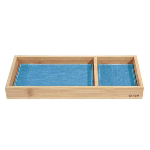 Federschale Bambus h`blau/dkl.grau SIGEL SA206 245x25x109mm
