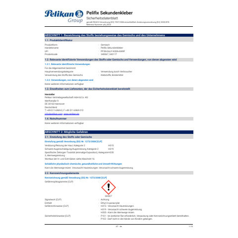 Sekundenkleber Pelifix Tb3g PELIKAN 100401558 340067 P897D12