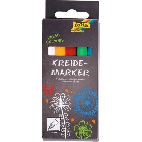 Kreidemarker 1-2mm 5Farben FOLIA 390509 Pg5St.