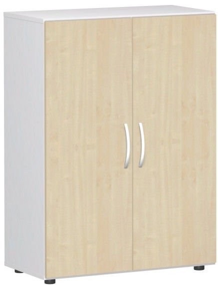 Flügeltürenschrank mit Standfüßen, inkl. Türdämpfer, nicht abschließbar, 800x420x1104, Ahorn/Weiß