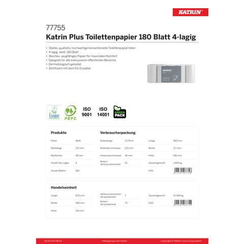 Toilettenpapier 10RL weiß KATRIN 77755