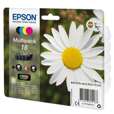 Inkjetpatrone Nr. 18 sw,c,m,y EPSON C13T18064012 4ST