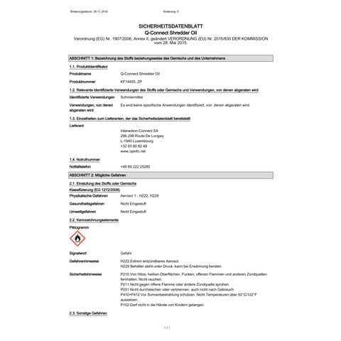 Aktenvernichteröl 150ml Q-CONNECT KF14455