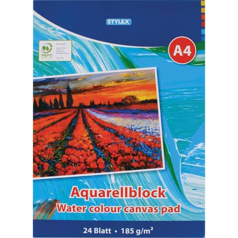 Aquarellblock A4 STYLEX 28690 24BL/190g