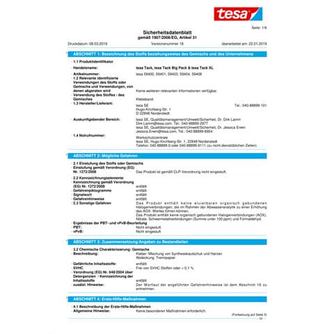 Klebestrips Tack 36ST transparent TESA 59404-00000-00 XL