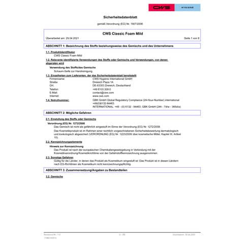 Schaumseife Classic 400 400ml 12FL CWS 137002405 C481000