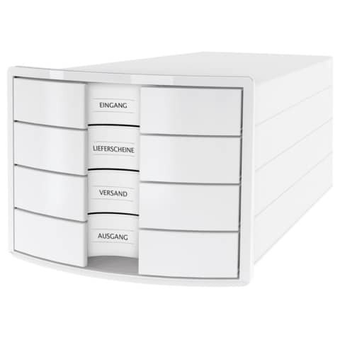 Schubladenbox IMPULS - A4/C4, 4 geschlossene Schubladen, weiß