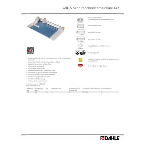 Rollen Schneidemaschine 442 DAHLE 0000442-20420 Premium