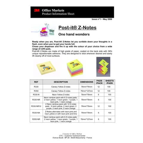 Haftnotizblock R330NR n´rainb, POST IT R330-NR Z Notes 76x76