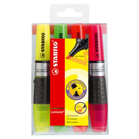Textmarker Luminator 2+5mm 4 Stück sort. STABILO 71/4 Etui