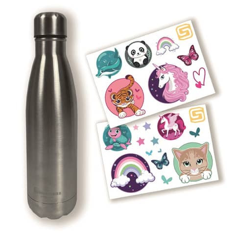 Trinkflasche Edelstahl Silver Girls SCHNEIDERS 49991-202 m.Sticker 500ml