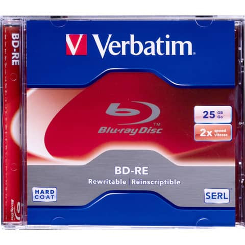 BD-RE Blu Ray Disc - 25GB, 2-fach, 5er Pack, silber