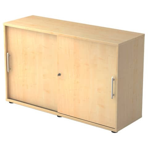 Schiebetürschrank - 2OH, 120 cm, Relinggriff, Ahorn/Ahorn, mit Montageservice