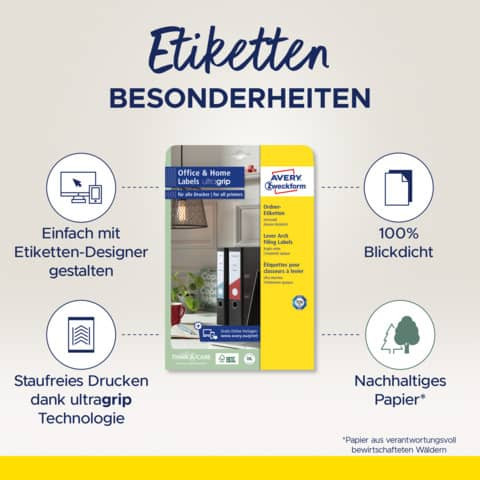 Ordnerrückenetikett 192x38 ws ZWECKFORM L4760-10 10BL