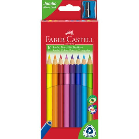 Farbstiftetui 10ST dreikant Jumbo FABER CASTELL 116510 Kartonetui