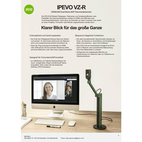 Dokumentenkamera DOK VZ-R grün IPEVO 390399 - 5-898-4-01-00