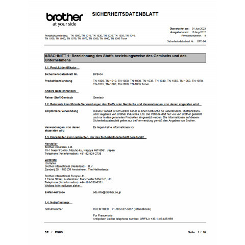 Lasertoner schwarz BROTHER TN1050