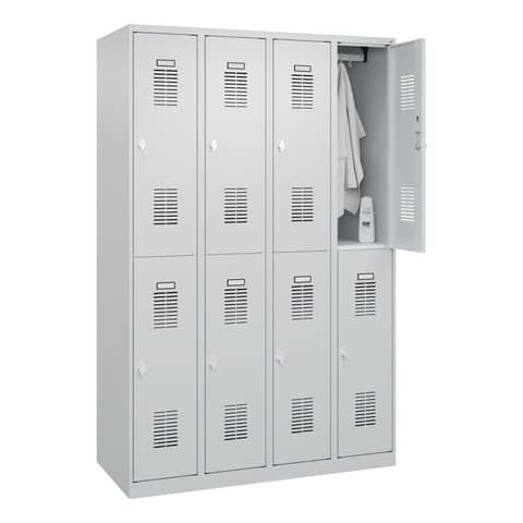 Garderobenschrank 4Abteil je2Fäch h.grau CP 088355-40/RAL7035 S10002