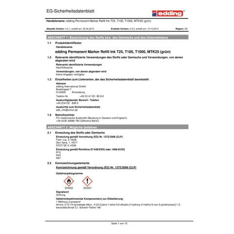 Nachfülltusche 30ml grün EDDING T25-004