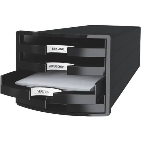 Schubladenbox 4 Laden schwarz HAN 1013-13 offen
