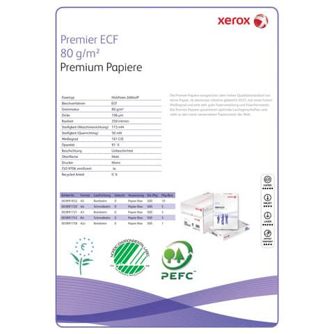 Kopierpapier A5 80g ws 500Bl Xerox 003R91832 Premier ECF