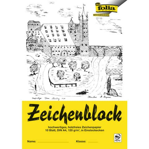 Zeichenblock A4 10BL 120g FOLIA 8104 m.Ecken
