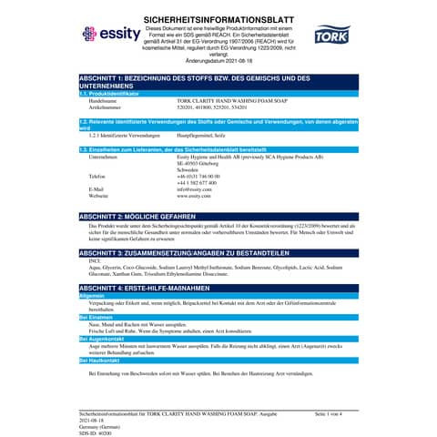 Flüssigseife Schaumseife 1000ml TORK 520201 SYS S4