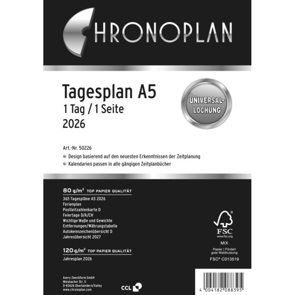 Tagesplan A5 2026 CHRONOPLAN 50226